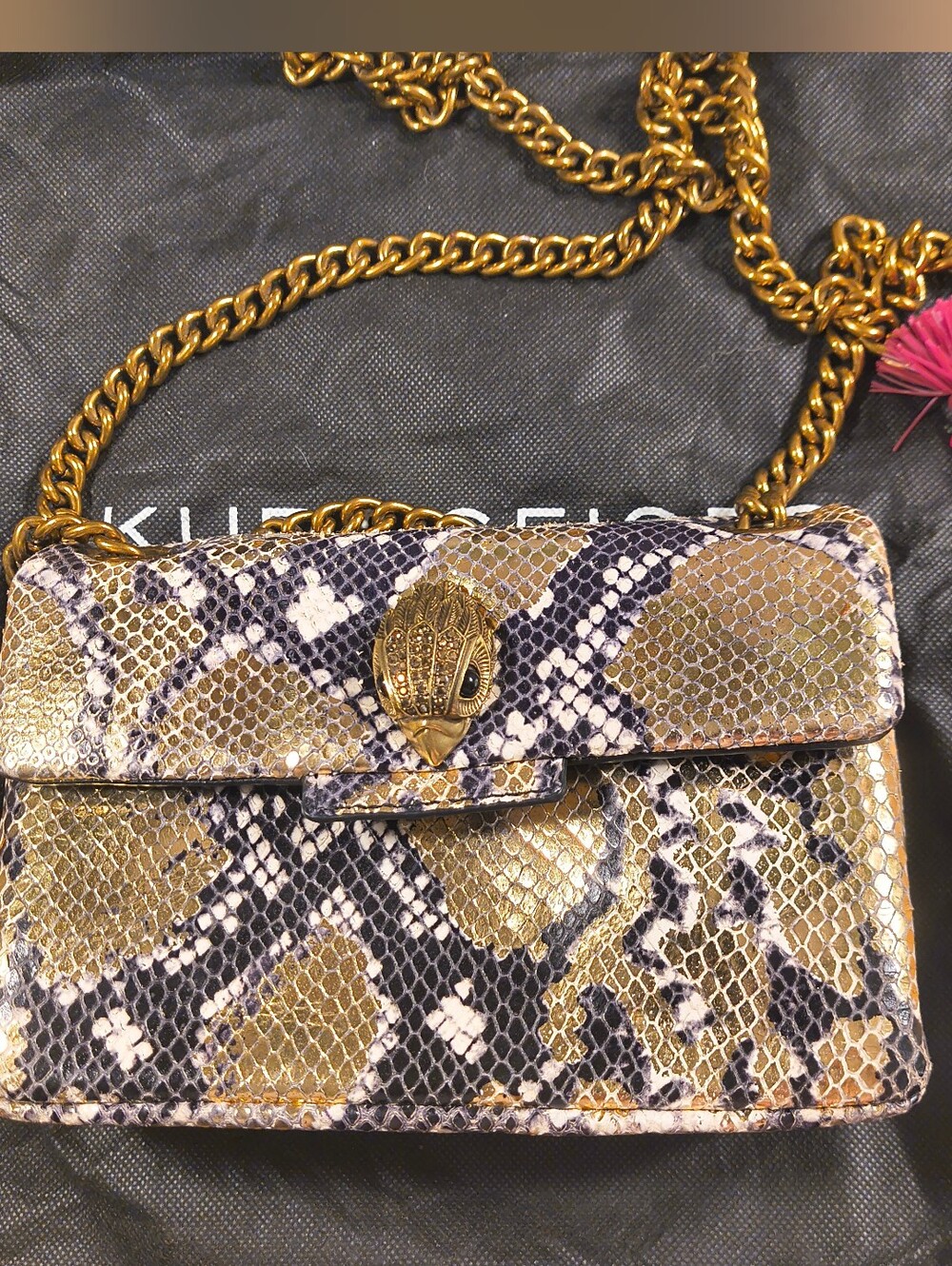 Kurt Geiger London Mini Kensington Metallic Snake Print Leather Crossbody Bag - Picture 14 of 16